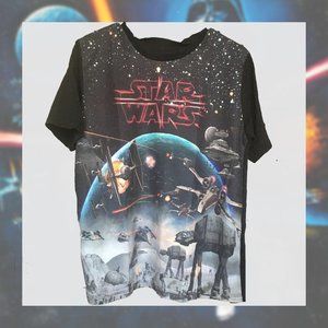 Unisex Black Slightly Faded Star Wars Short Sleeve T-Shirt